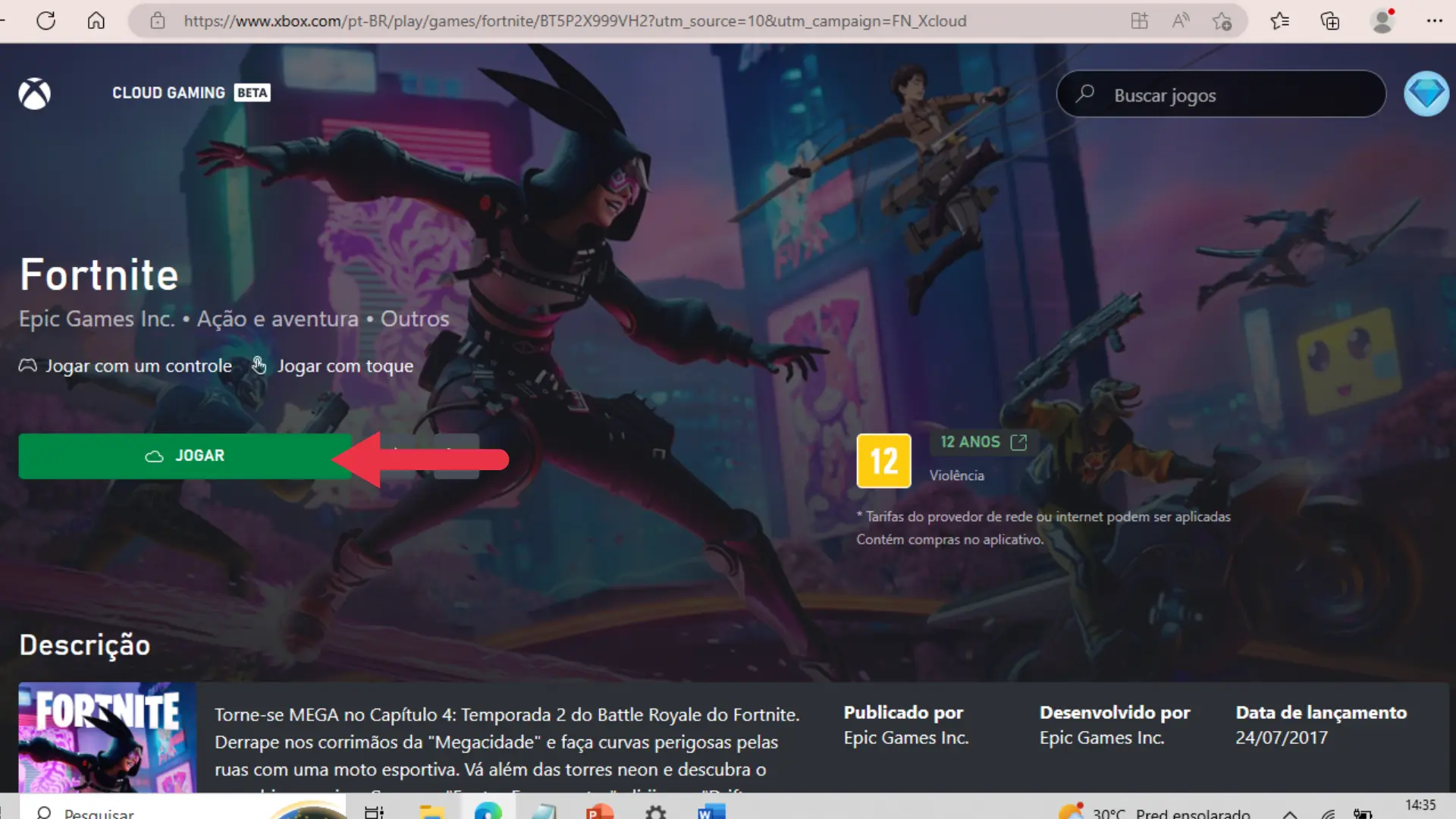 Jogar Fortnite  Xbox Cloud Gaming (Beta) em