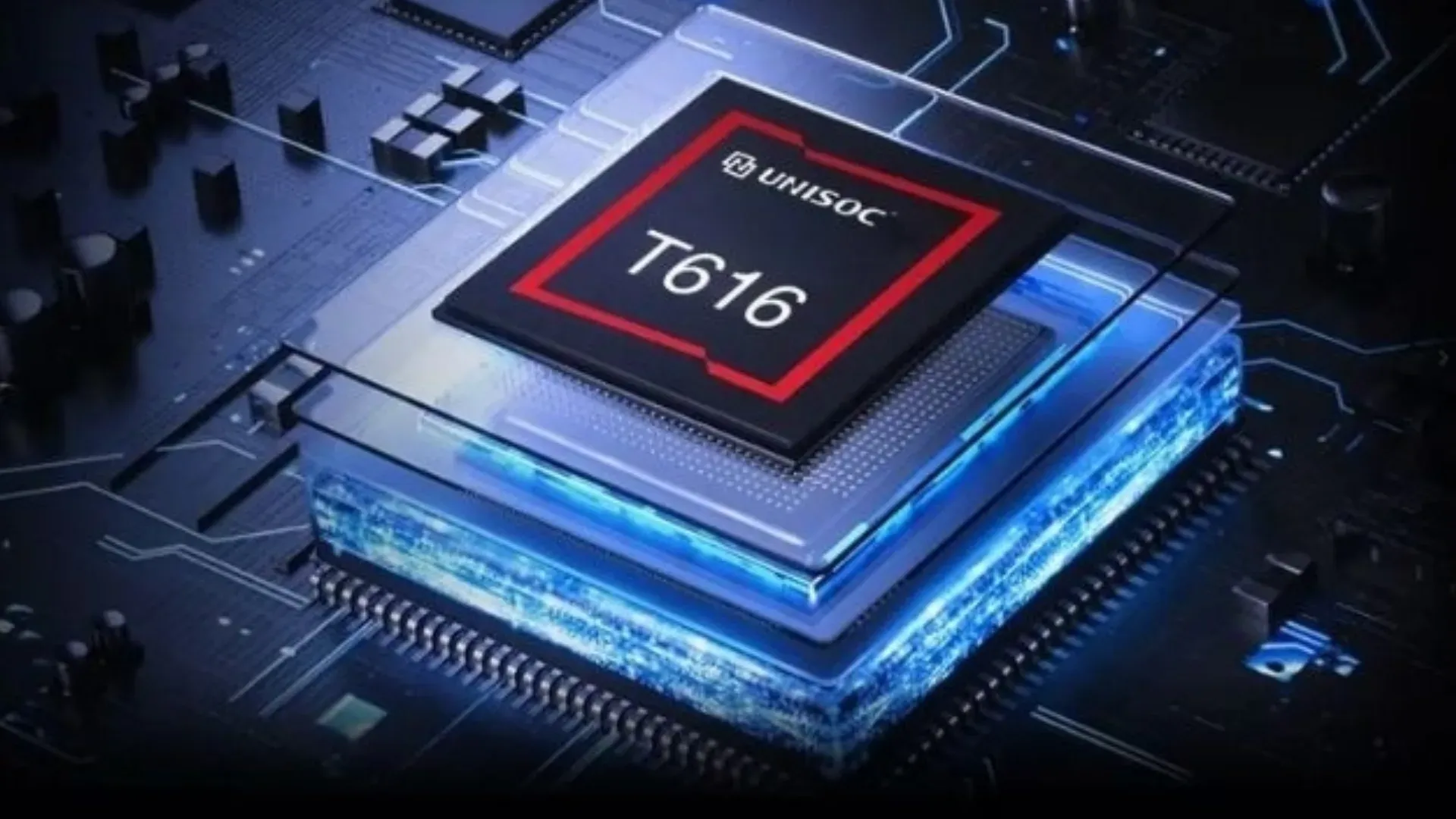 Imagem mostra um chipset de celular escrito Unisoc T616