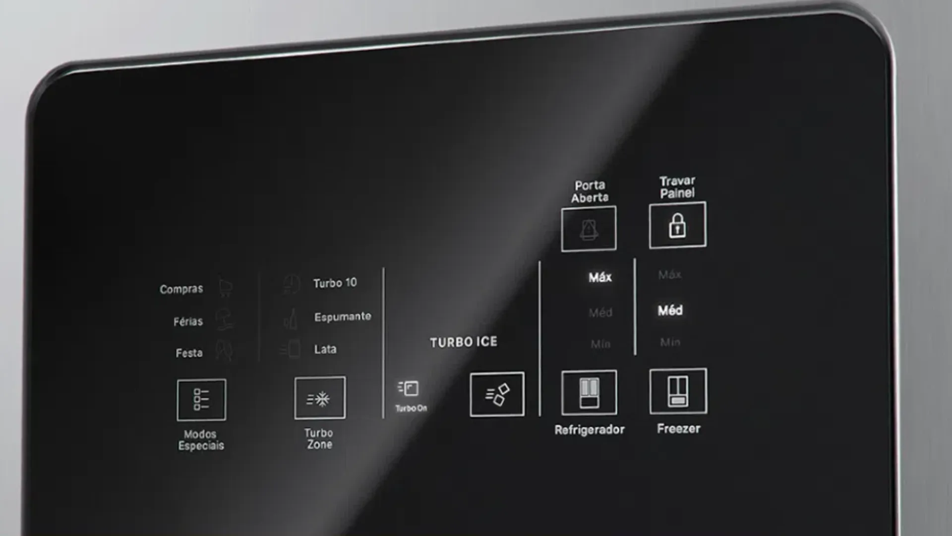 Painel da geladeira Brastemp BRO85AK e suas funções