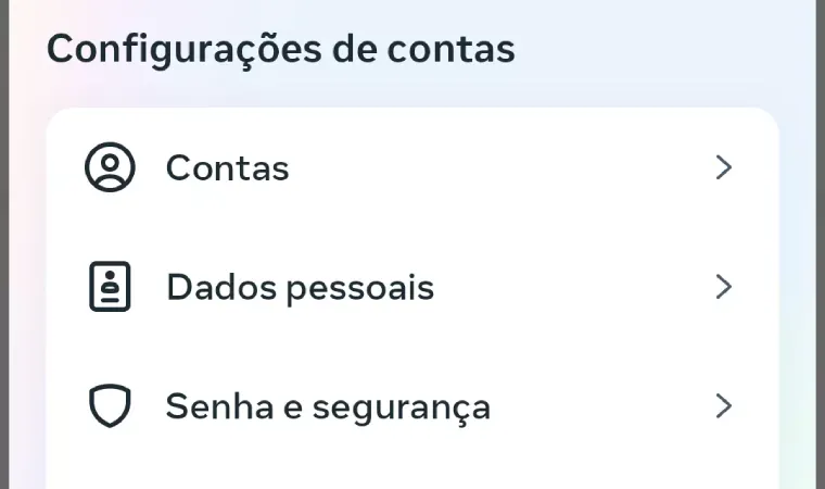 Tela da Central de Contas com a opção Dados pessoais centralizada