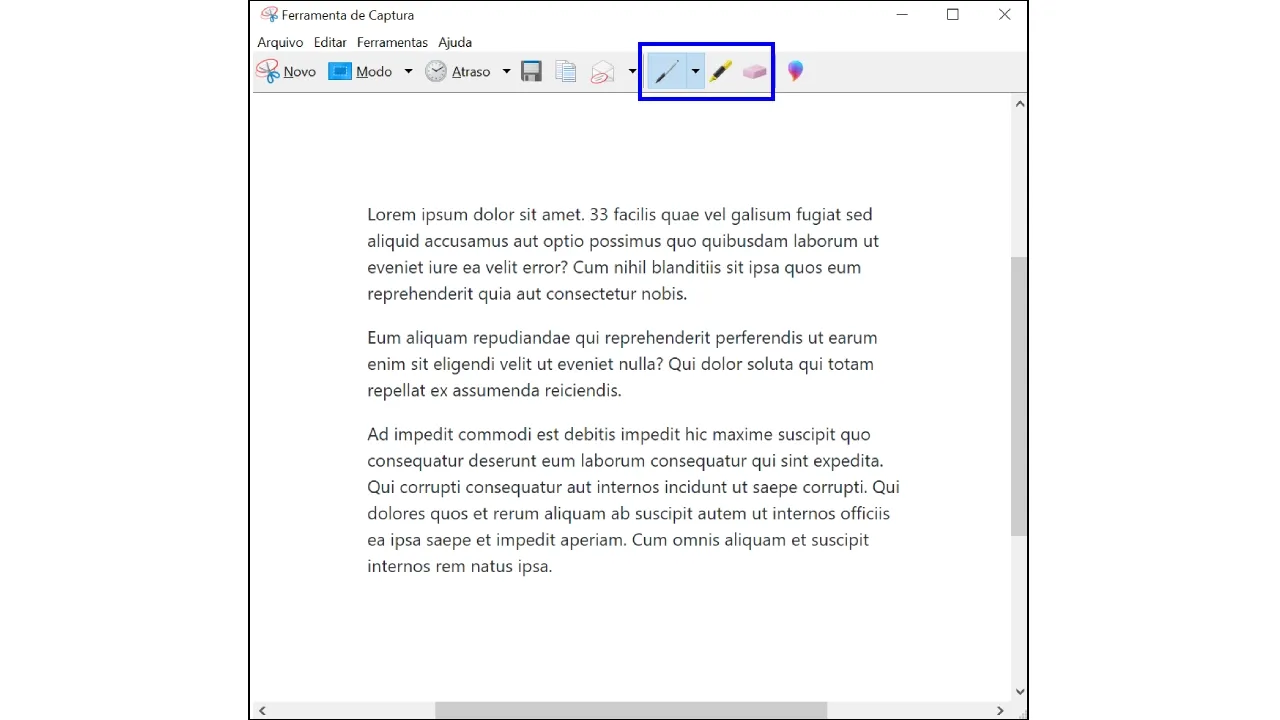 Imagem feita a partir de uma captura de tela mostrando a Ferramenta de Captura do Windows