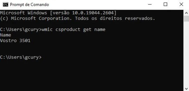 janela do prompt de comando do windows