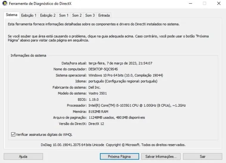 imagem do directx do windows
