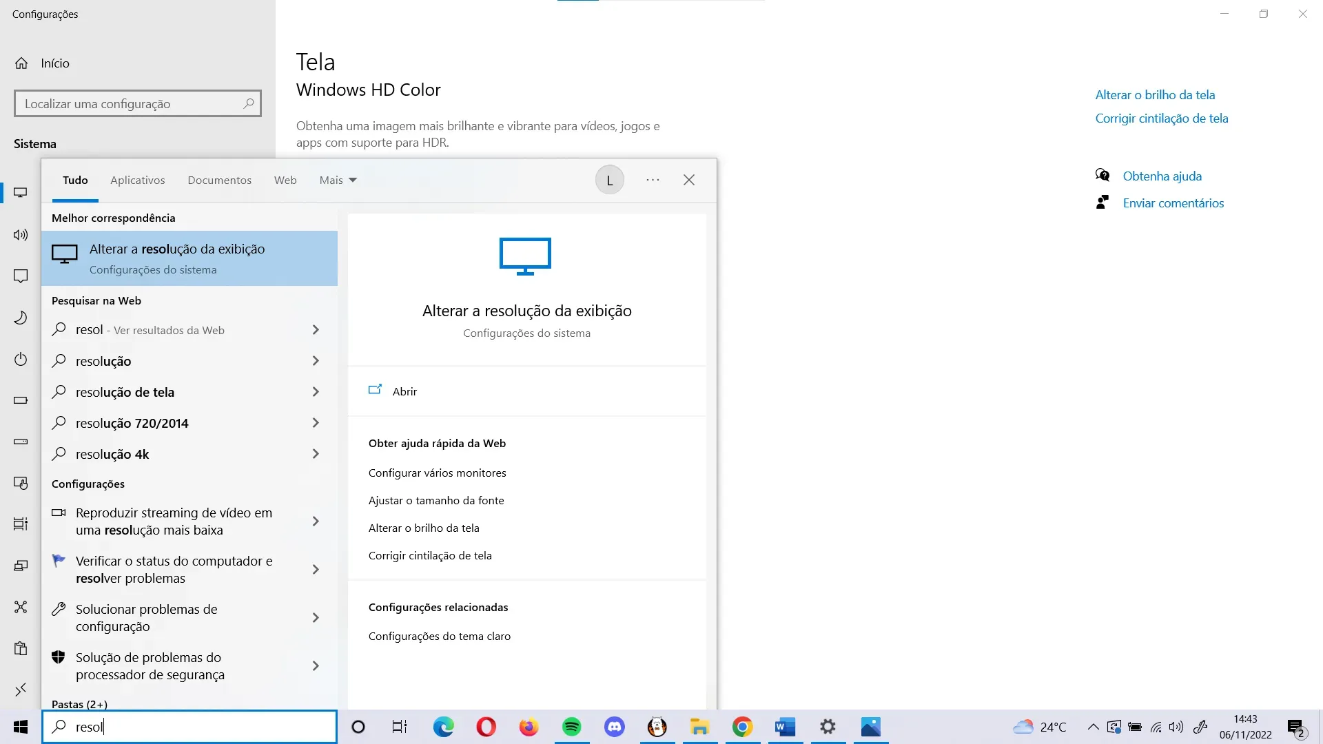Print exibe a barra de pesquisas do Windows.