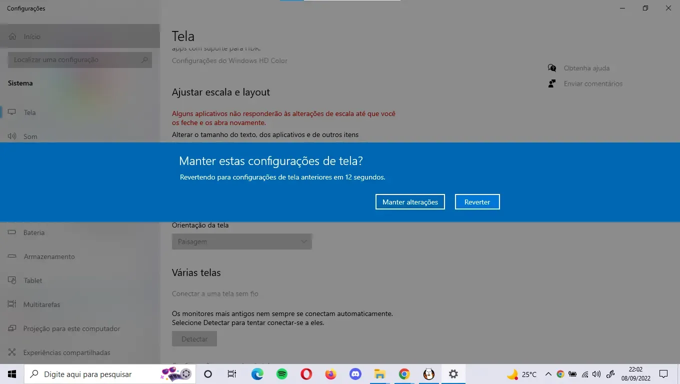 Print mostra como ajustar a tela do PC.