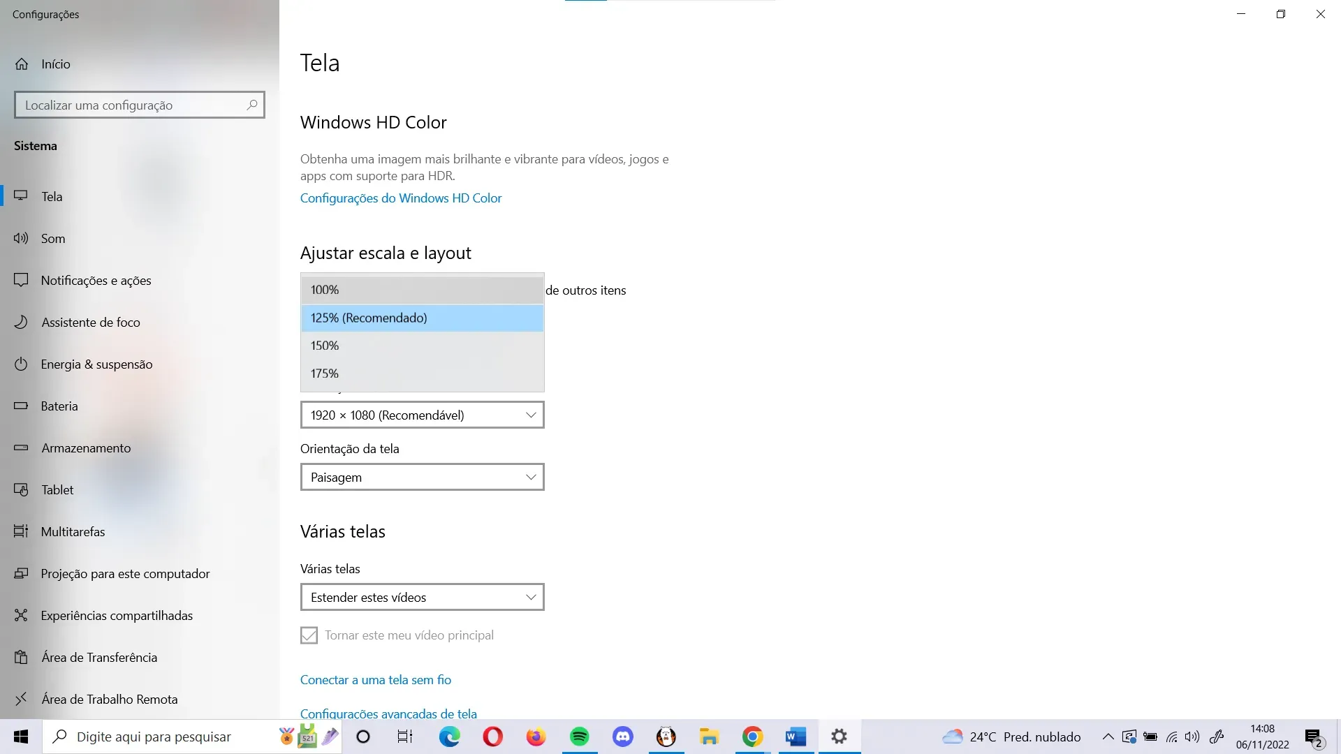 Print exibe a opção de alterar a resolução da tela do PC.