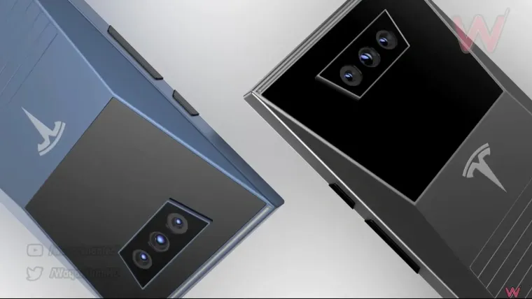 conceitos de celular tesla azul e preto