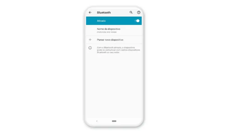 Print de tela de um celular Android na aba Bluetooth