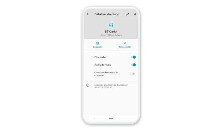 Print de tela ensinando a desconectar dispositivo Bluetooth no Android.