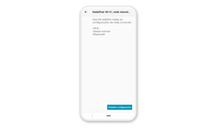 Print da tela do Android ensinando a redefinir configurações de rede