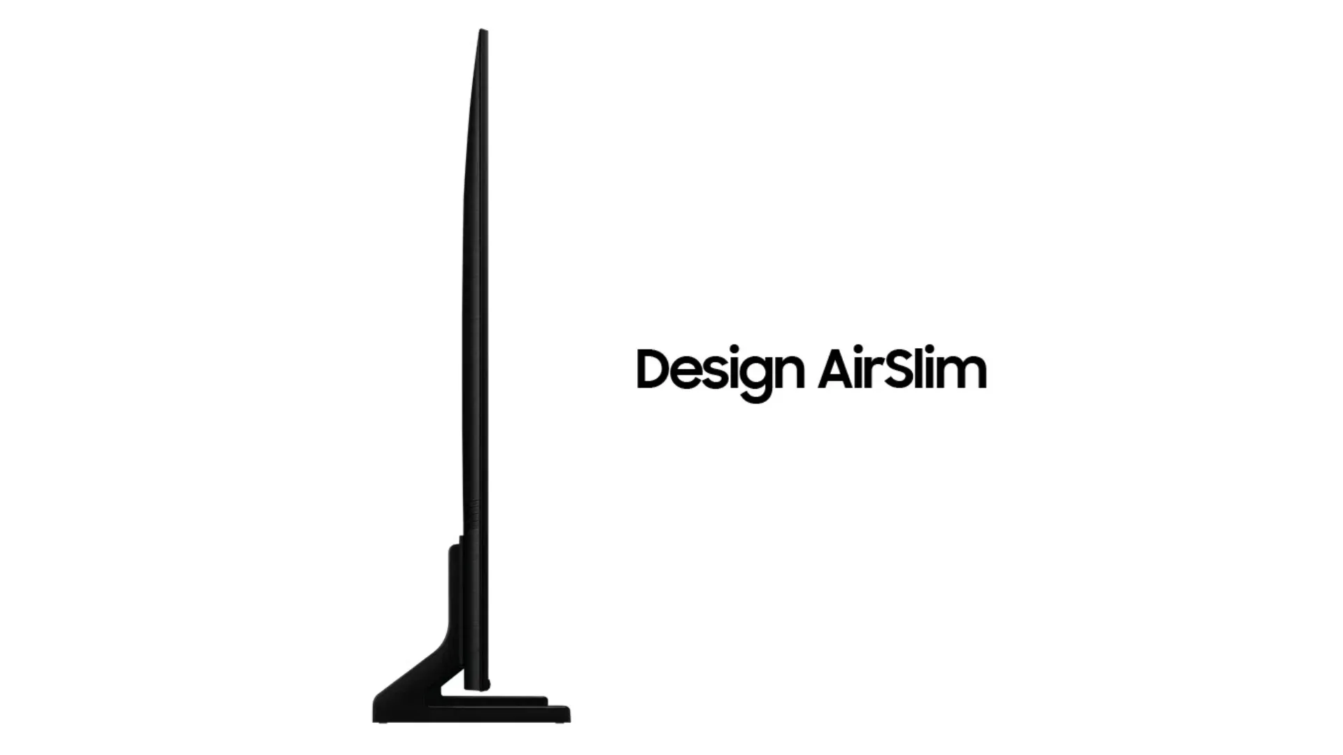 TV Samsung de lado mostrando a espessura fina