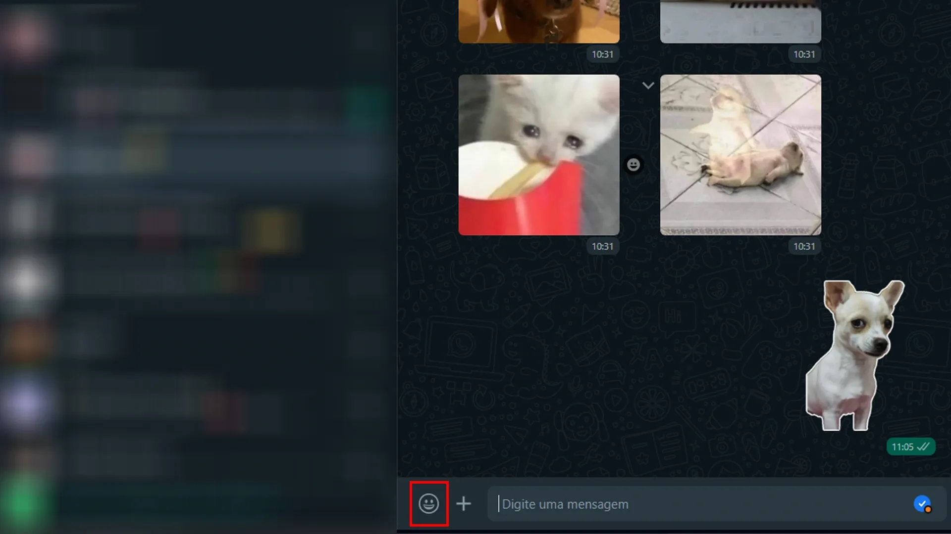 Prints de tela mostrando os primeiros passos de como criar figurinhas no WhatsApp pelo PC