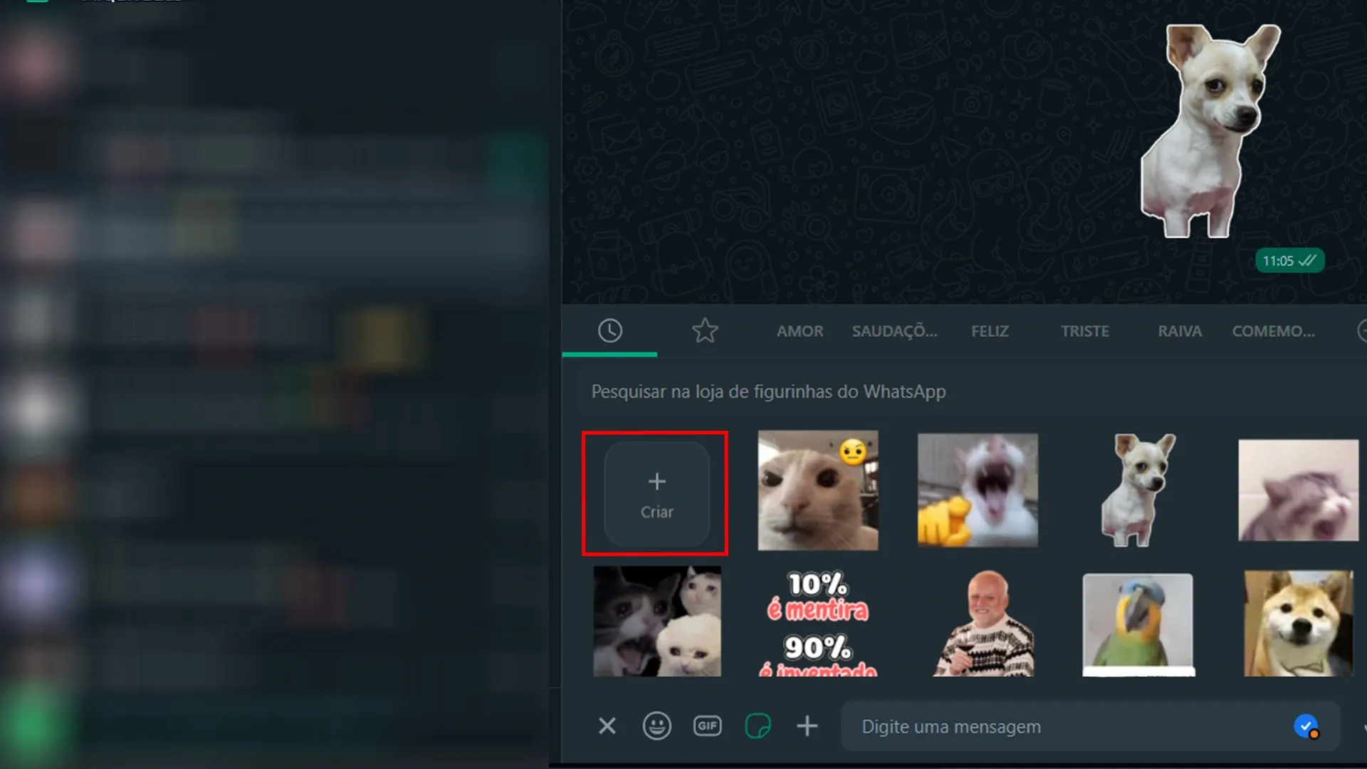 Prints de tela mostrando os próximos passos de como criar figurinhas no WhatsApp pelo PC