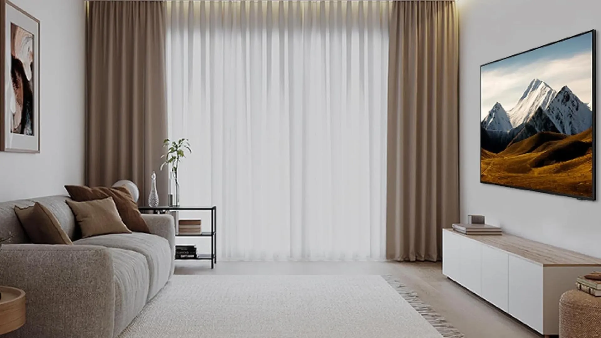 Imagem da TV Samsung DU8000 em uma sala