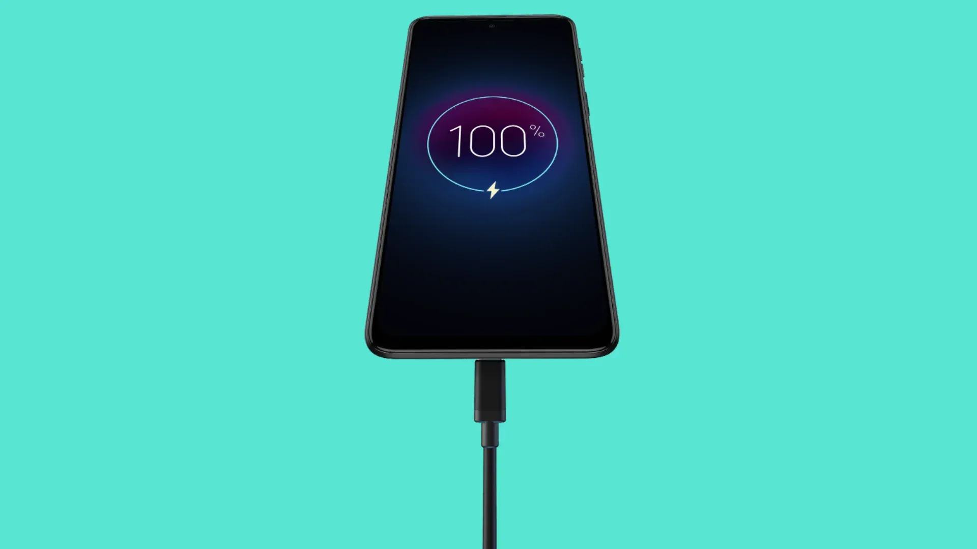 Celular Moto G84 conectado ao cabo do carregador