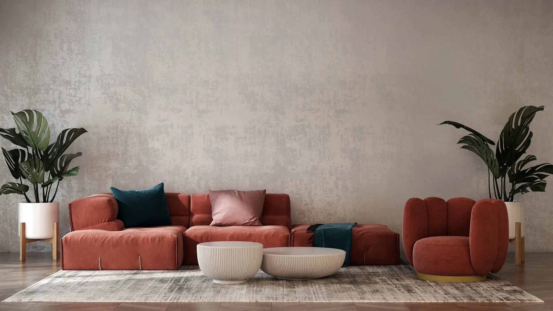 Sofá retrátil posicionado ao lado de uma poltrona na sala de estar