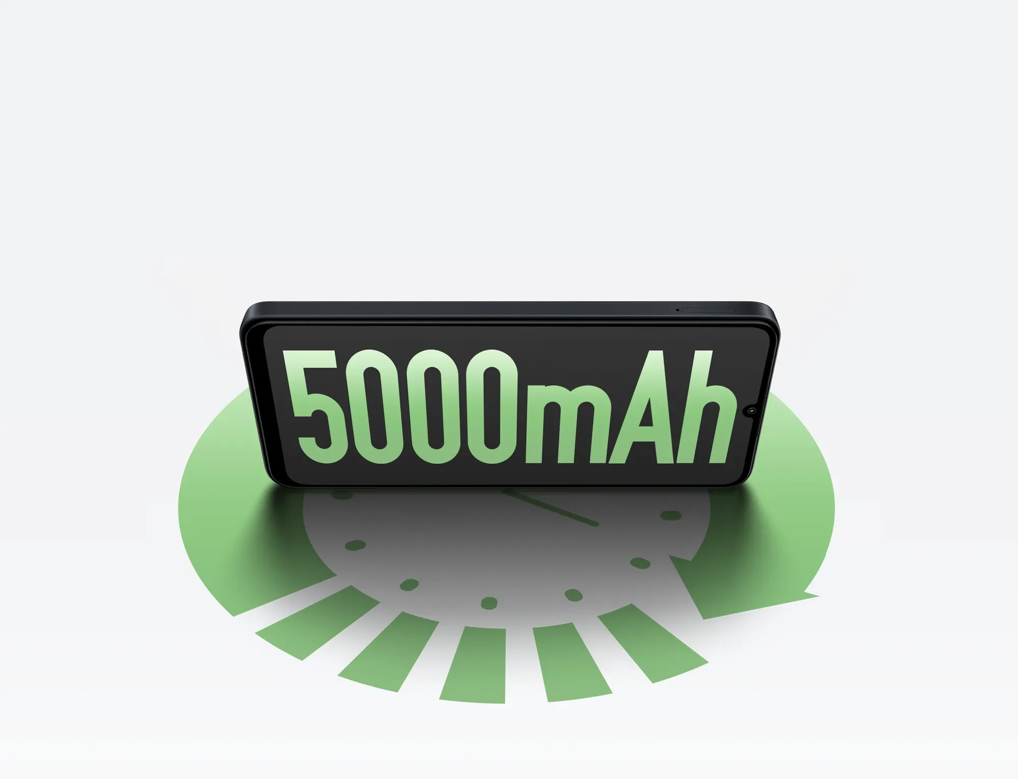 Imagem ilustrativa da tela de celular exibindo a mensagem '5000mAh'