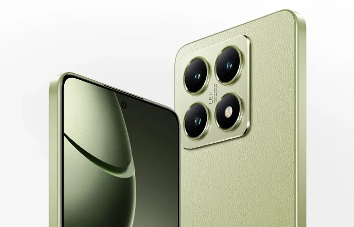 Smartphone Xiaomi 14Tverde com câmera tripla e tela curva.