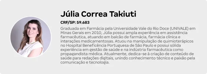Biografia da farmacêutica Júlia Correa Takiuti, CRF/SP:59.683