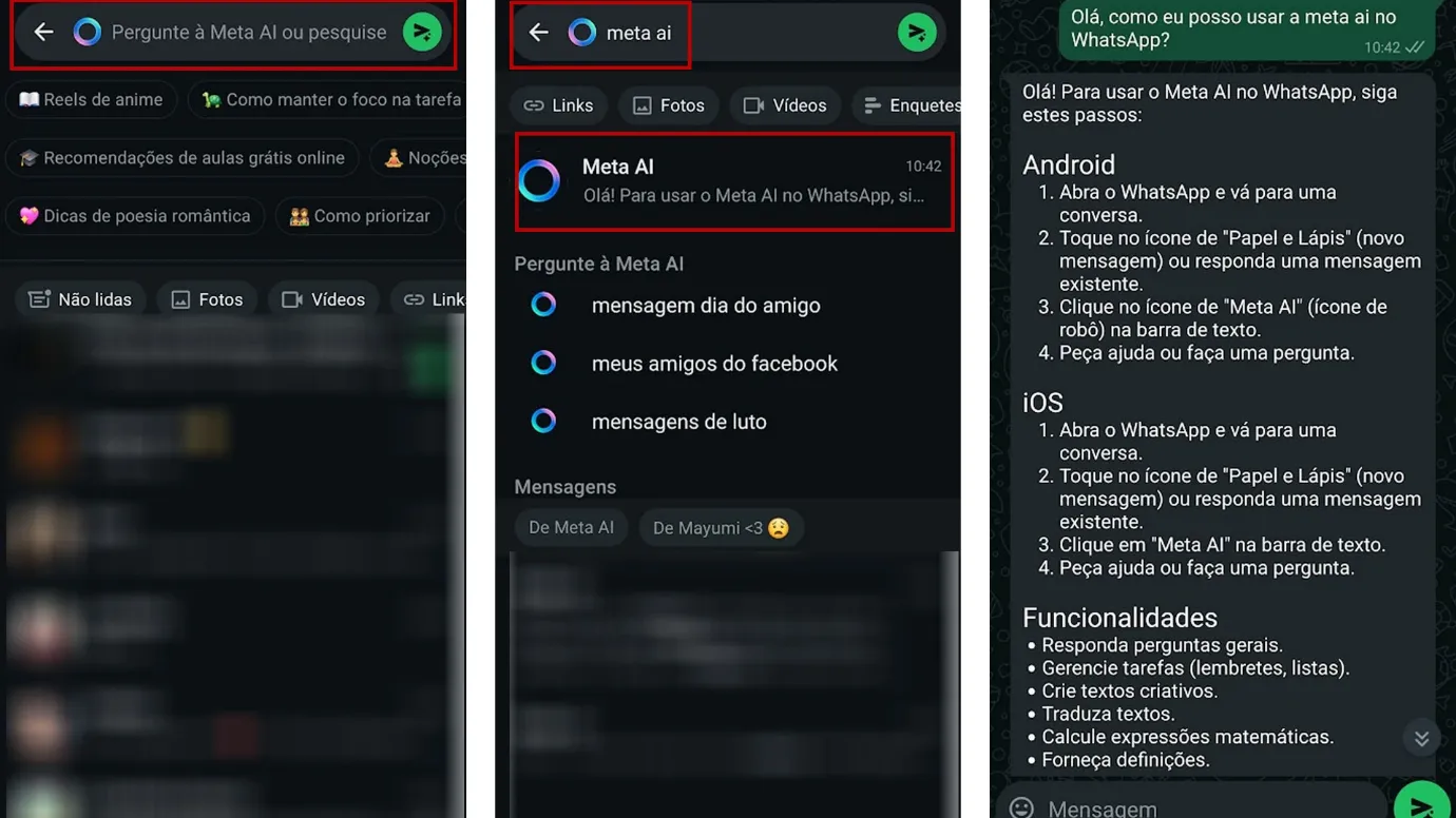 Imagem do tutorial de como usar o Meta AI no WhatsApp