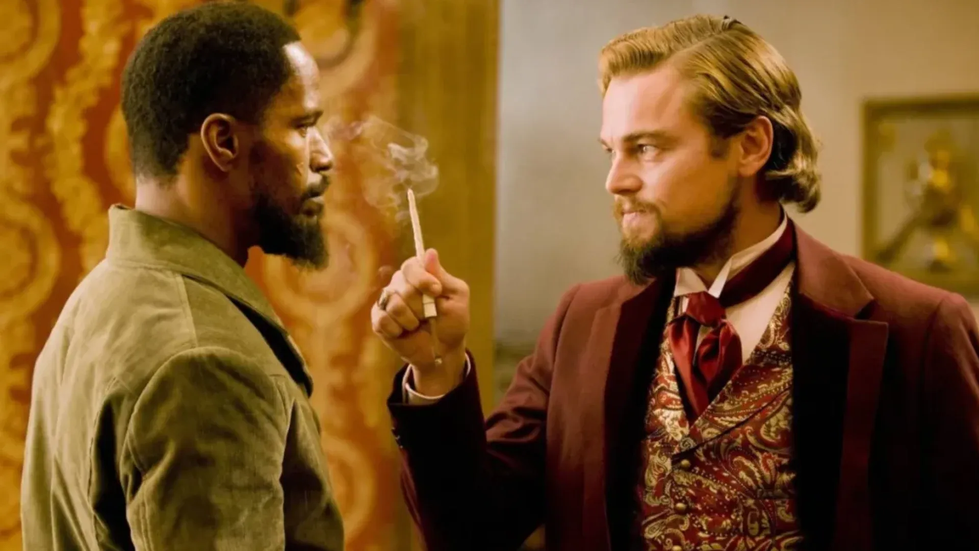 Brad pitt e Jamie foxx na cena Django faroeste