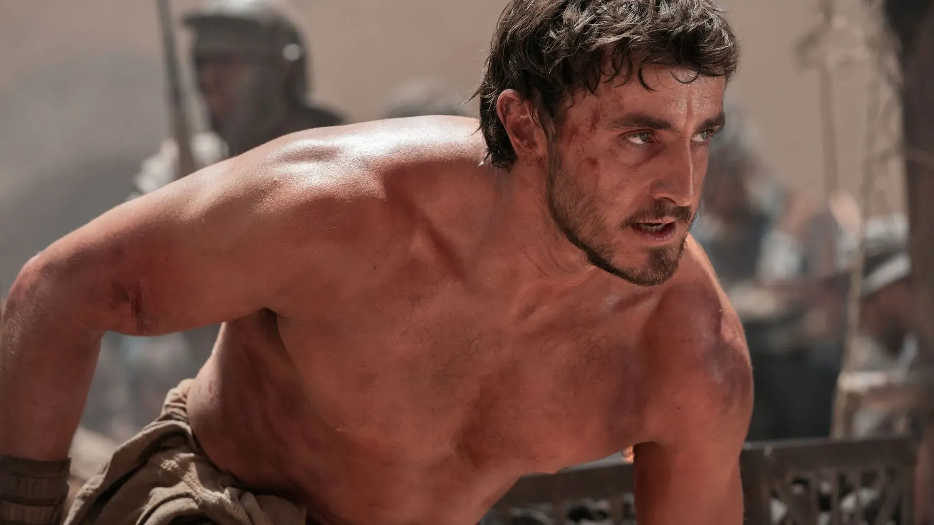Gladiador se preparando para uma luta