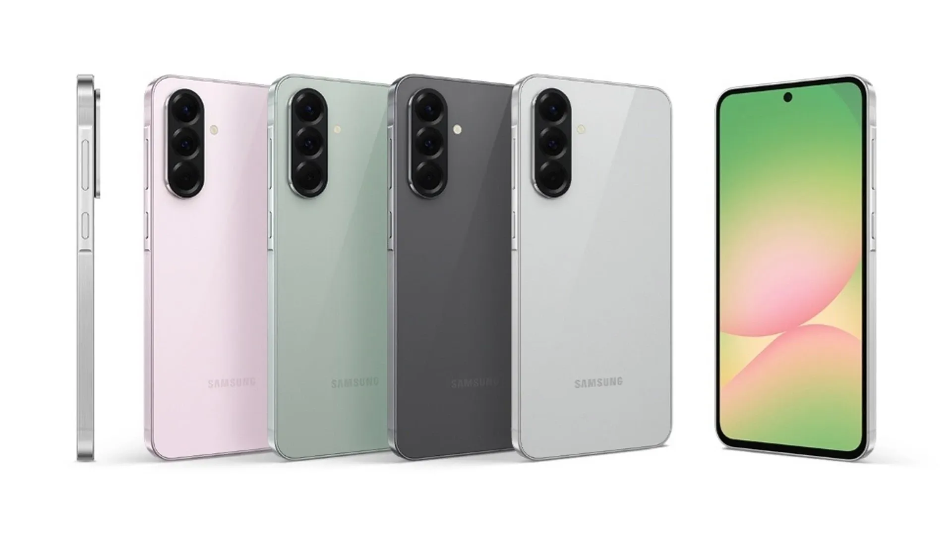 Imagem promocional de todas as cores do celular Galaxy A26