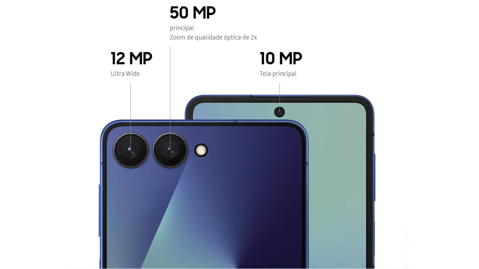 Traseira e tela do Galaxy Z Flip 7 com foco em suas câmeras