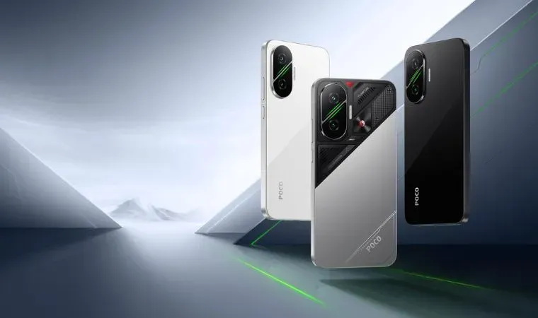 Três celulares estão perfilados na vertical, sobre um fundo de tela futurista