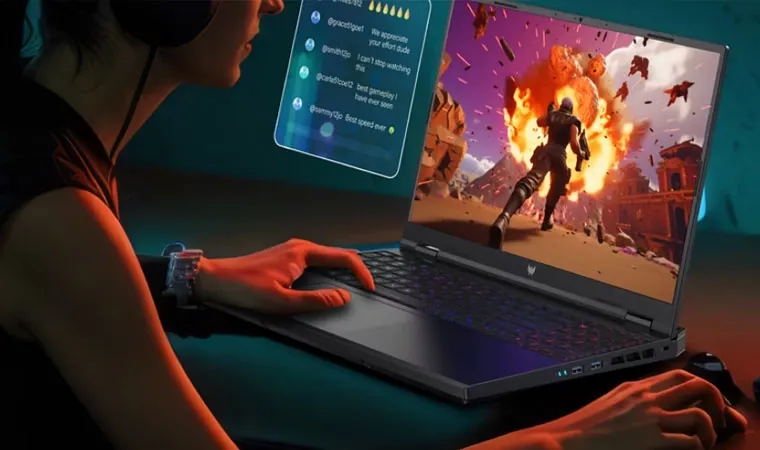 Pessoa jogando um jogo de ação no notebook Acer Predator Helios Neo com RTX 4060