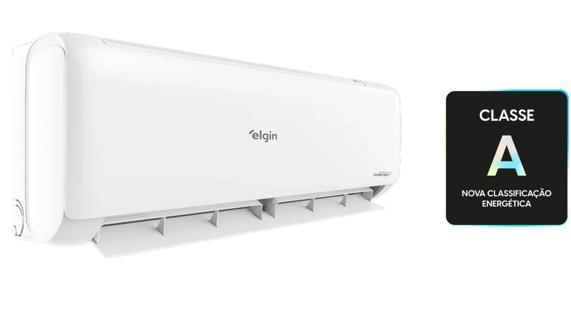 imagem ilustração Elgin do modelo Elgin Eco Inverter II com destaque do selo de classificação energética 