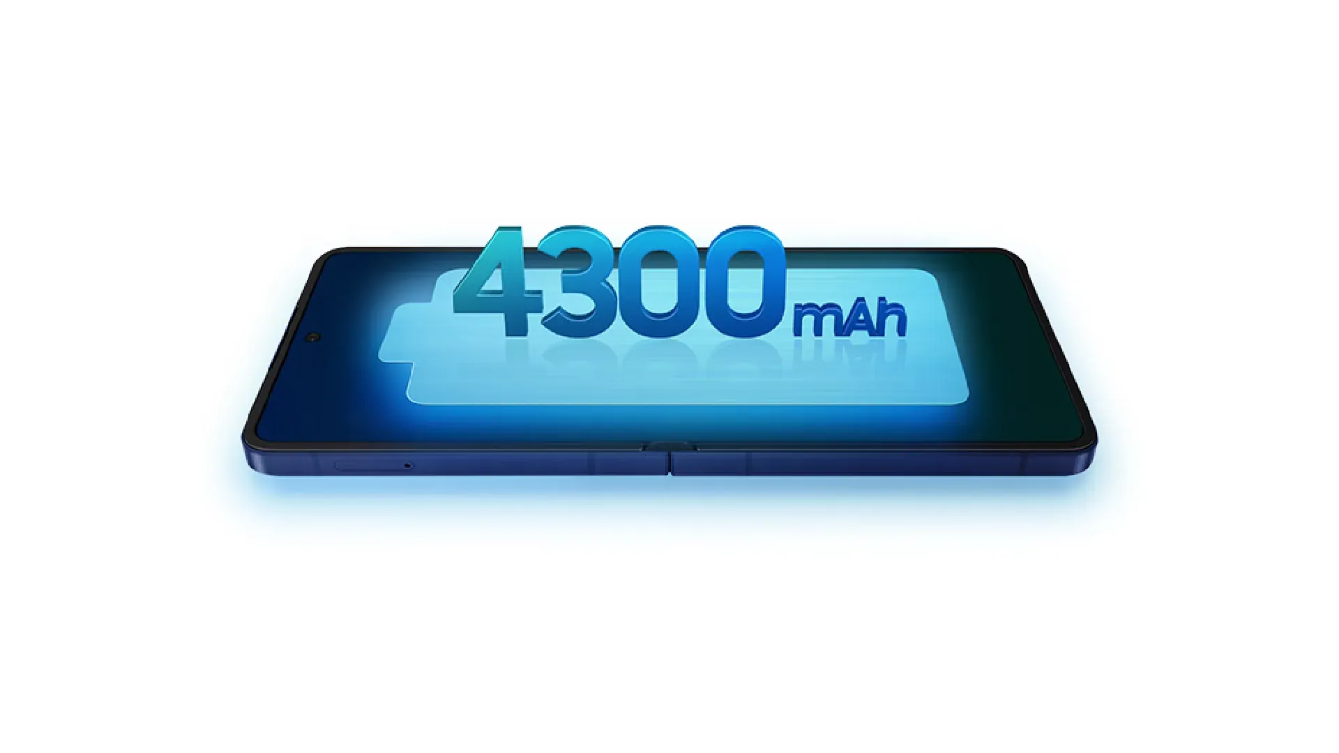 Galaxy Z Flip7 na horizontal destacando a sua bateria