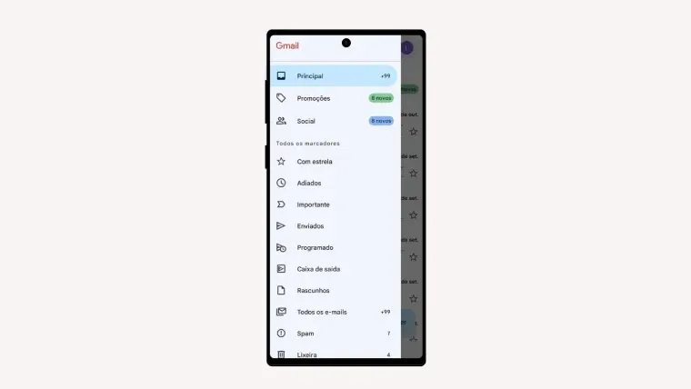 Print da tela de um celular mostrando como esvaziar a lixeira do celular pelo gmail