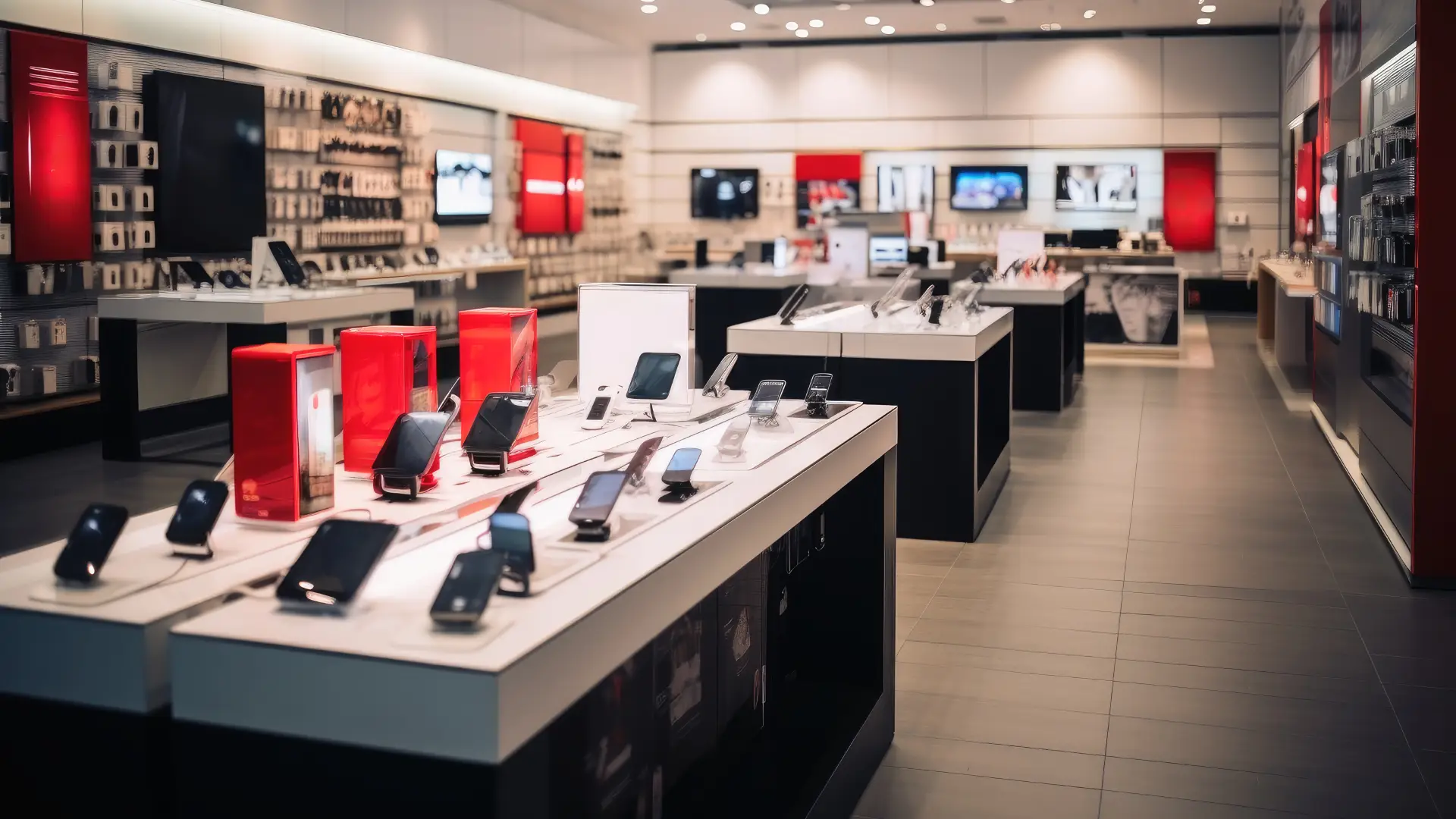 Loja de celulares com várias opções em sua vitrine de todas as marcas