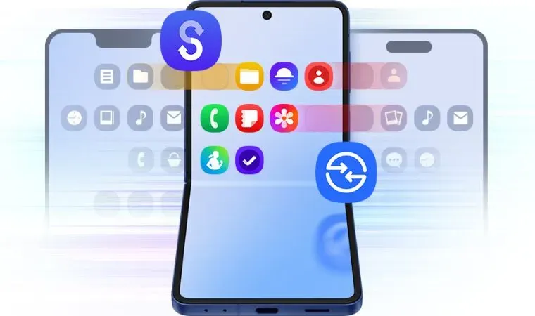 Dois celulares dobráveis estão perfilados um em frente ao outro