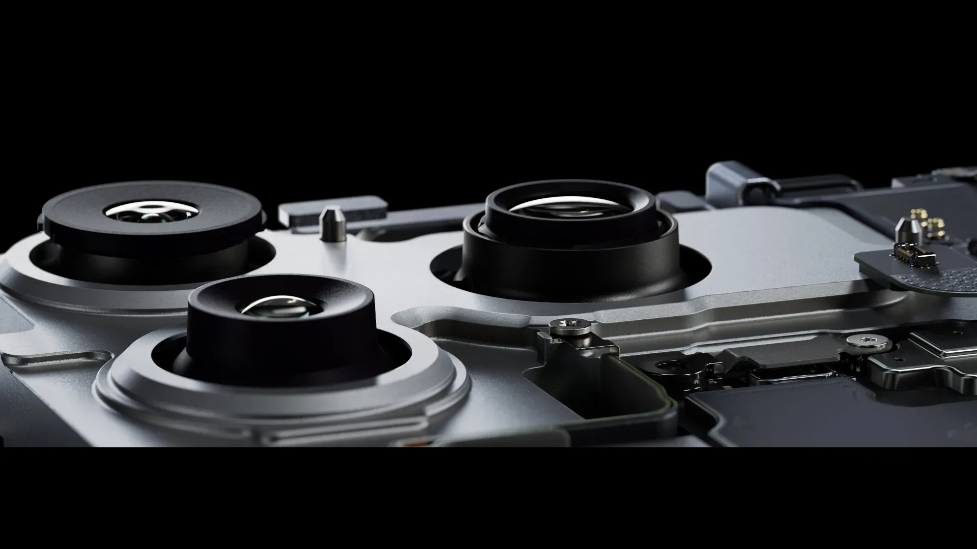 Parte interna do iPhone 17 Pro Max dando destaque para os sensores das câmeras