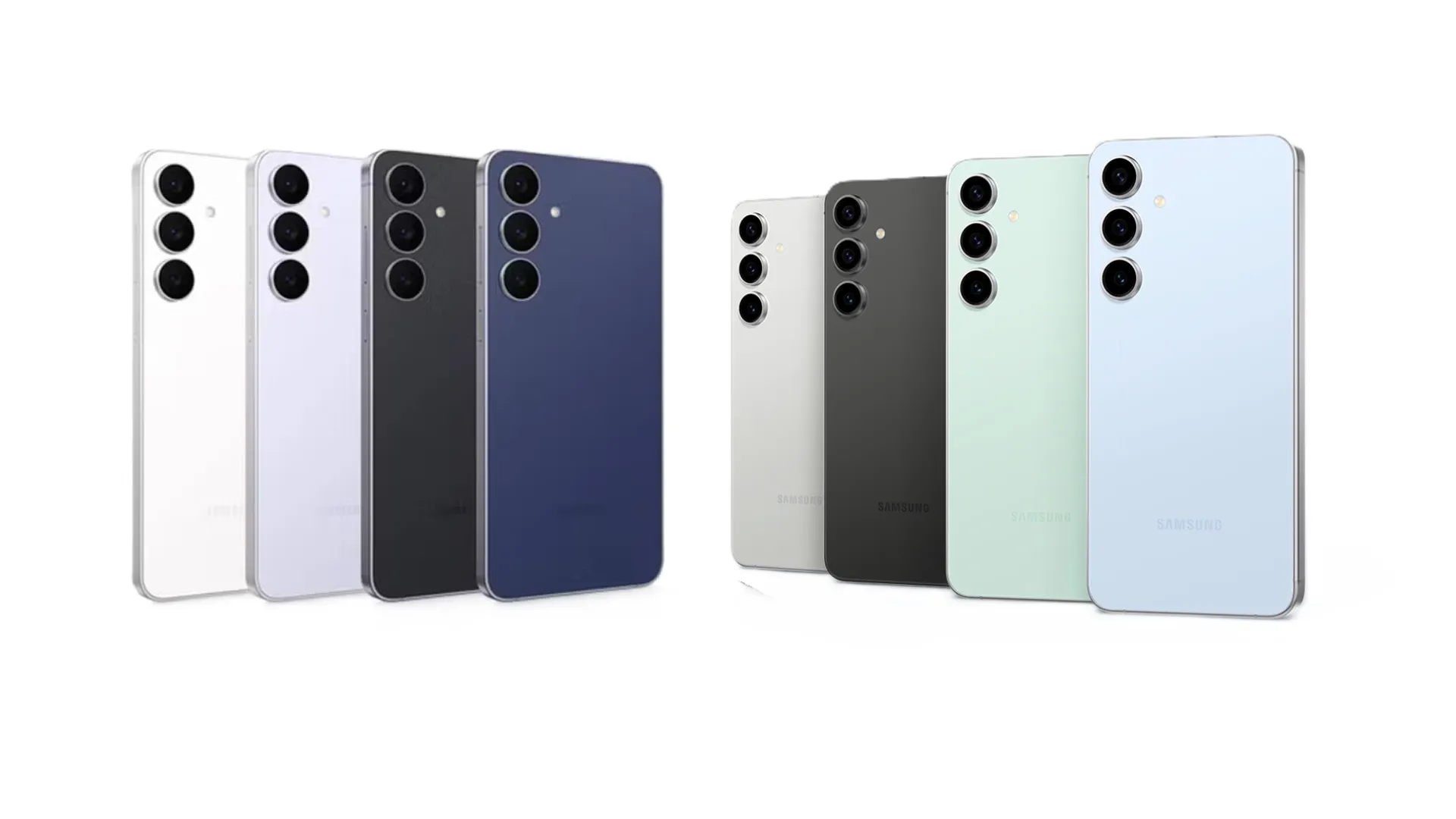 Todas as cores do Galaxy S25 FE ao lado de todas as cores do Galaxy S24 FE