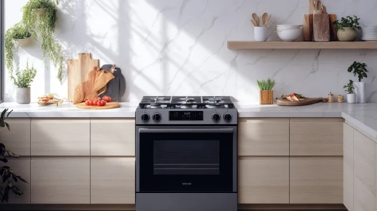 Fogão perto de móvel planejado de cozinha