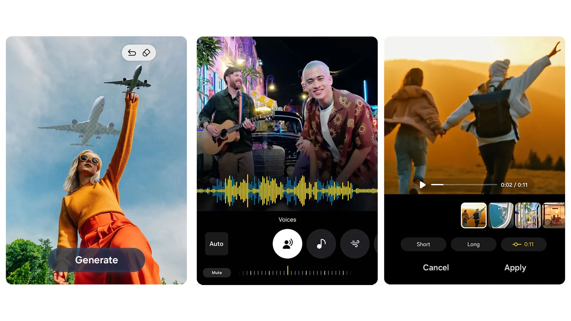 Imagem promocional mostrando recursos de IA do Galaxy S25 FE para edição de fotos, áudio e vídeos