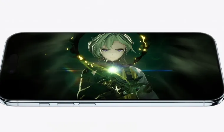 iPhone Air deitado mostrando jogo em execução na tela