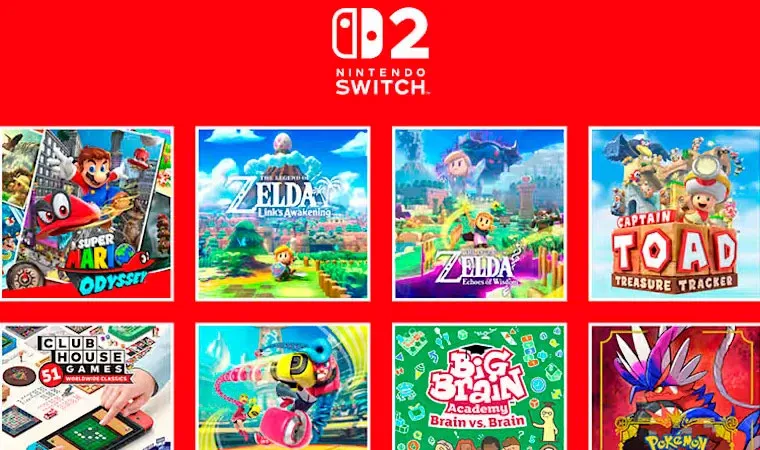  Imagem de vários jogos do Switch 1 enfileirados