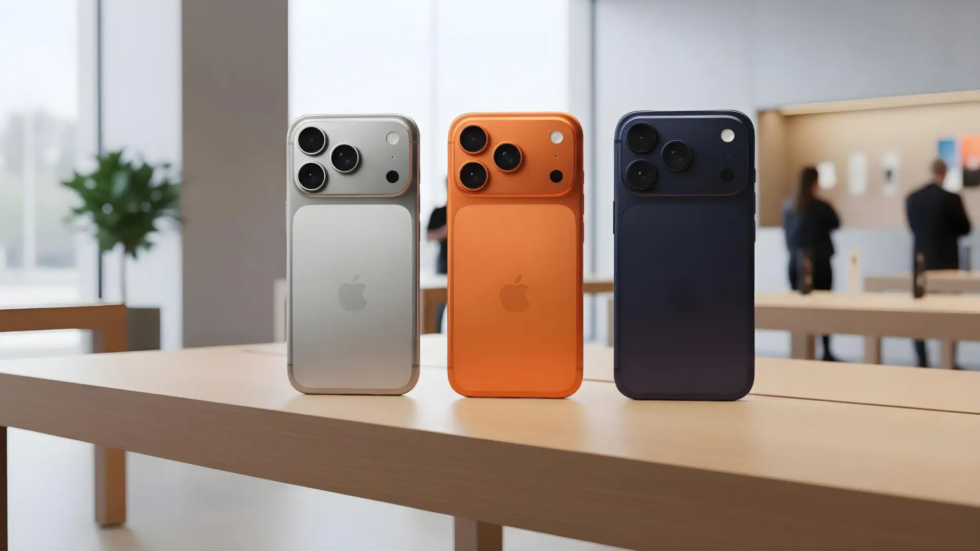 Últimos lançamentos de celular Apple lado a lado sobre uma mesa