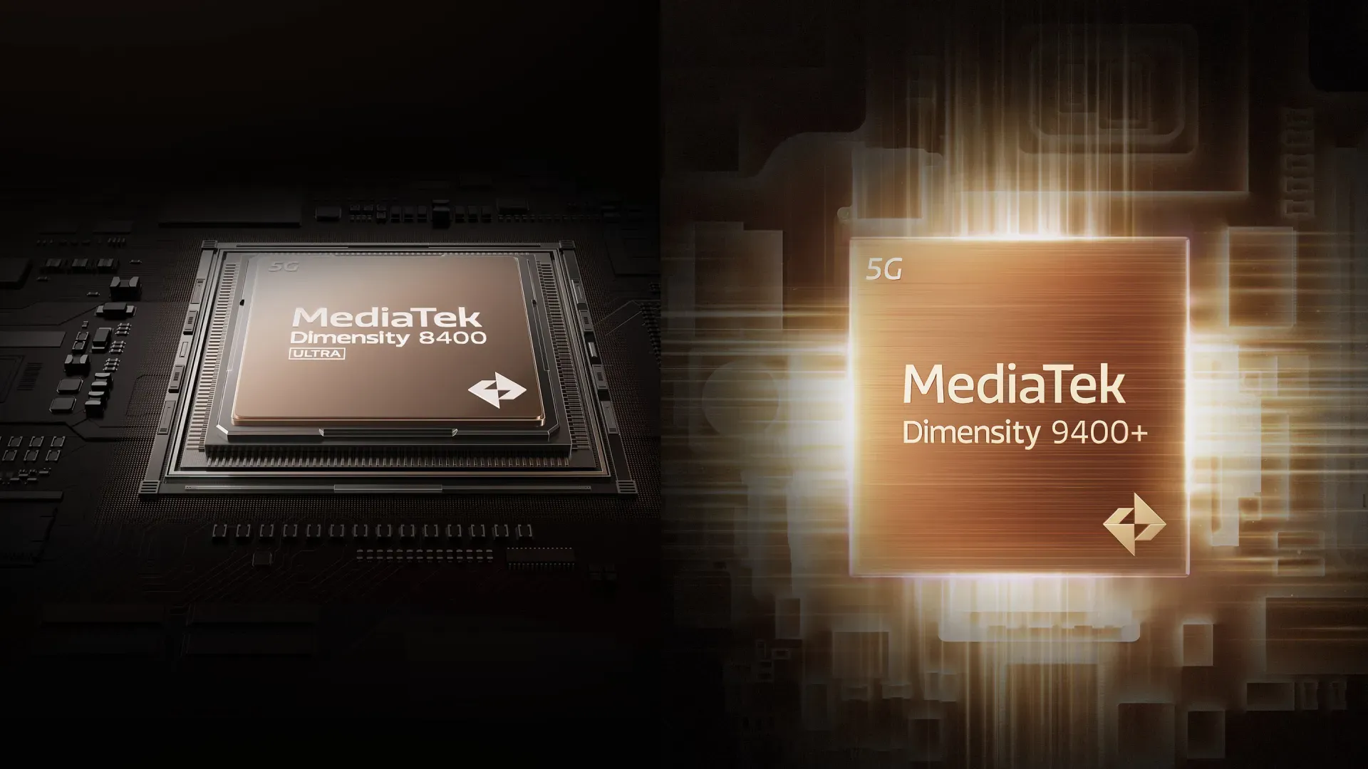 Chips MediaTek Dimensity 8400 Ultra e Dimensity 9400 Plus em destaque representando o desempenho dos Xiaomi 15T 