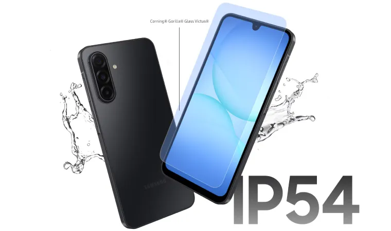 Imagem da frente e verso do celular Samsung Galaxy A17