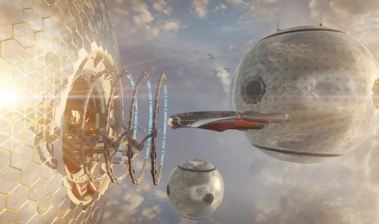 Ilustração de teste de benchmark do programa 3DMark, com temática espacial