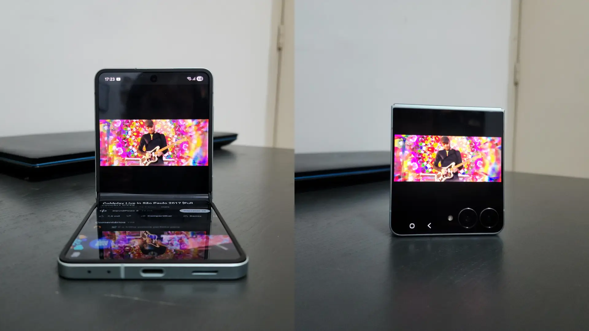 O Galaxy Z Flip7 vem equipado com o chip Exynos 2500 e 12GB de memória RAM, nos testes de execução de tarefas do dia a dia o o aparelho demonstrou desempenho suave e fluido.    Além do uso com o telefone totalmente aberto é possível utilizar o Flip7 dobrado em 90 graus, o que pode ser interessante para visualização de vídeos sem o uso das mãos. Os testes de visualização de vídeos neste formato e na tela externa também fluíram sem engasgos. 