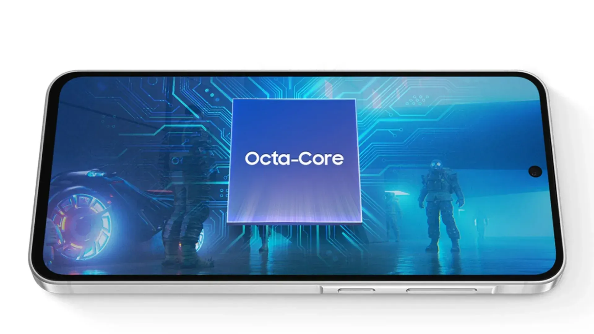 Imagem mostra um celular na horizontal com a tela ligada