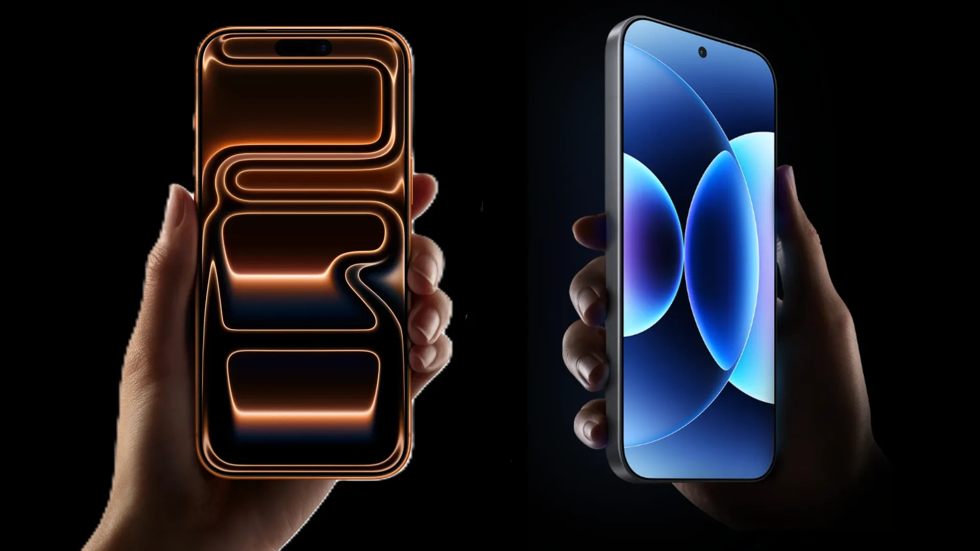 Xiaomi 17 Pro Max e iPhone 17 Pro Max sendo segurados, mostrando o design frontal