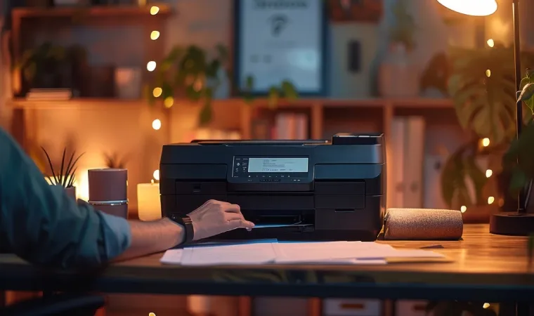 Pessoa utilizando uma impressora 