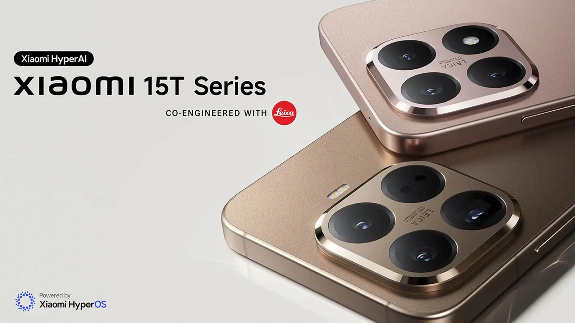 Imagem promocional de dois celulares Xiaomi 15T, um em cima do outro